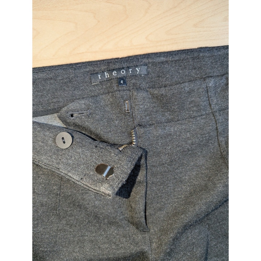 NWT THEORY Low Rise Charcoal Smooth Knit Ponte Flare Trouser Pants Made in USA 4 - Picture 4 of 14